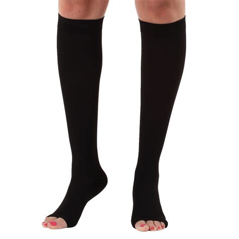 Unipression Socks 20 30mmhg With Open Toe Usa Made Opaque Compression Knee High Support