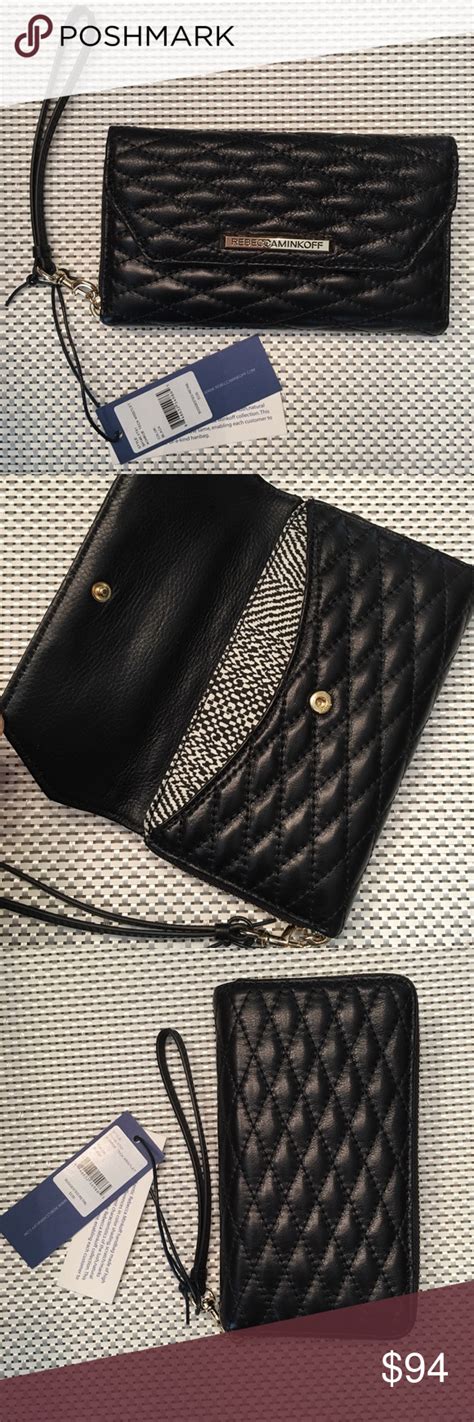 Rebecca Minkoff Quilted Black Leather Wristlet
