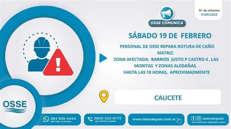 OSSE Repara De Urgencia Un Conducto De Agua Potable En Caucete