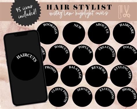 Hairstylist Instagram Highlight Covers With Letters Hair Salon