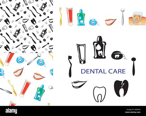 Two Seamless Pattern And Dental Care Set Stock Vector Image And Art Alamy