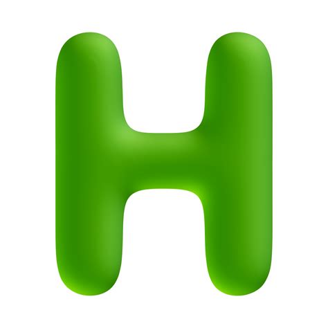 Alphabet Letter H Green D Render Png