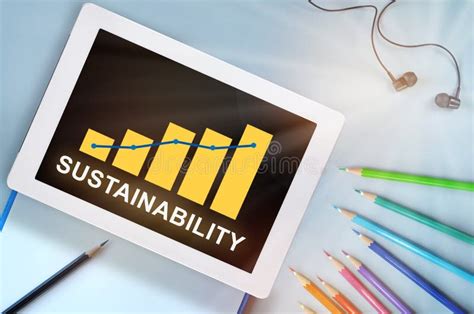 Business Sustainable Strategy With Economic Growth Graph On Computer