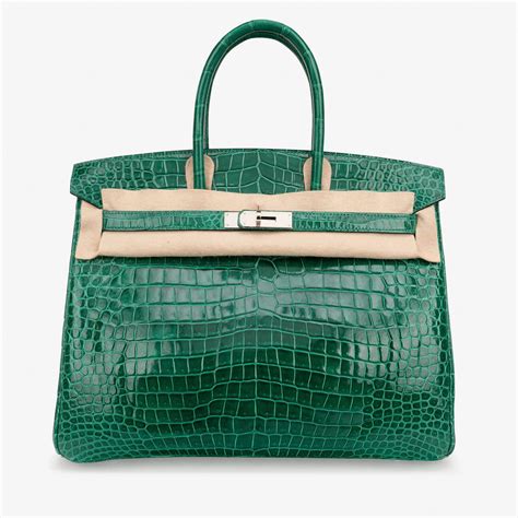 Herm S Birkin Crocodile Porosus Vert Emeraude Sacl B