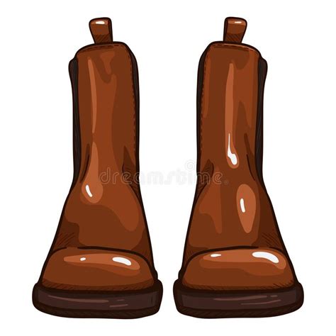 Vector Brown Leather Shoes Classic Chelsea Boots Stock Vector