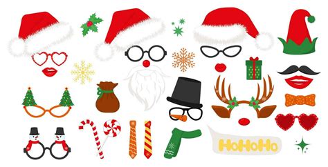 Santa Hats Elf And Snowman Reindeer Antlers Glasses Set Of New Year