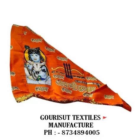 Printed Flags Multicolor Satin Silk Orange Jai Shree Shyam Religious