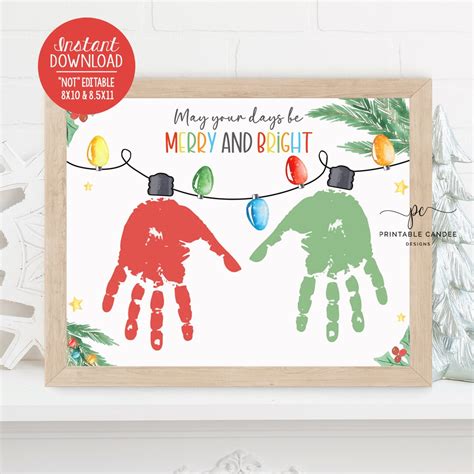 May Your Days Be Merry And Bright Christmas Lights Handprint Craft