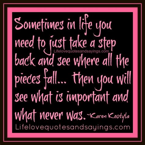 Sometimes In Life You Need To Just Take A Step Back And See Where All The Pieces Fall Then