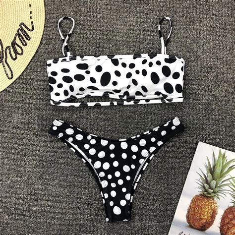 Biquinis Feminino 2019 Women S Bikini Swimsuit Black White Spotted