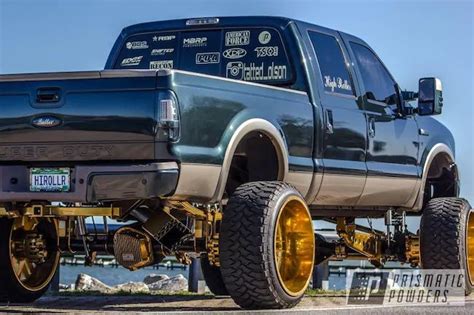 Prismatic Powders - Powder Coated Gold Custom Ford F250 Truck Wheels