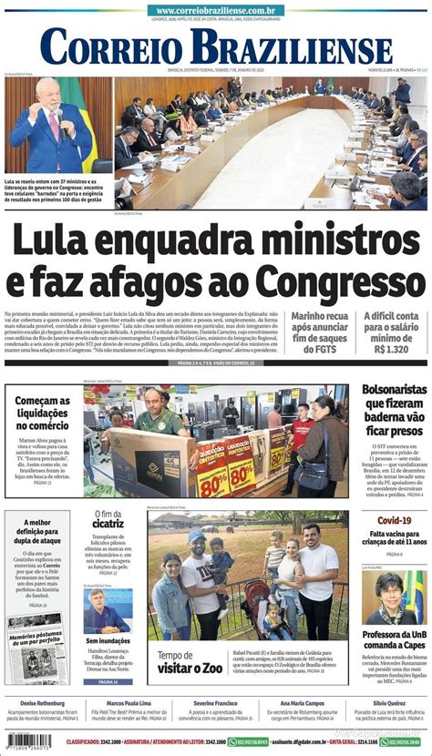 Capa Correio Braziliense Edi O S Bado De Janeiro De