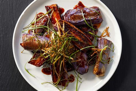 Gochujang Glazed Eggplant With Fried Scallions Recipe With Video