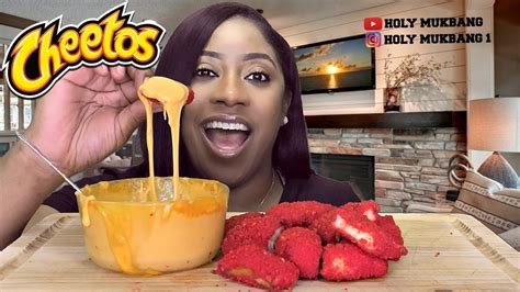 Flamin Hot Cheetos Chicken Nuggets With Cheese Mukbang Youtube