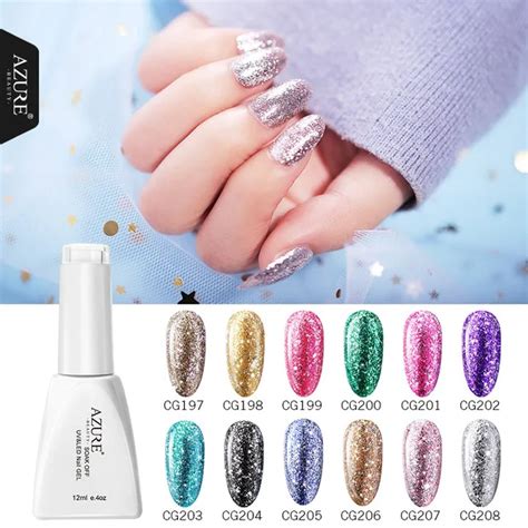 Azure Beauty Holographic Glitter Platinum Uv Nail Gel Set Manicure Soak