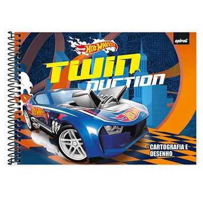 Caderno Cartografia E Desenho Capa Dura Folhas Hot Wheels Mattel Spiral PT UN Loja