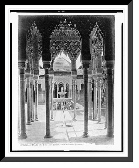 Historic Framed Print Granada El Patio De Los Leones Desde La Sala De