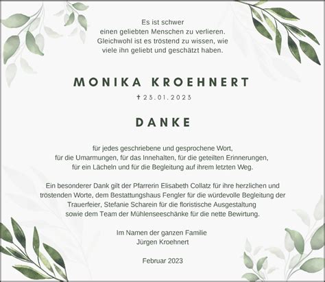 Traueranzeigen von Monika Kroehnert Märkische Onlinezeitung Trauerportal