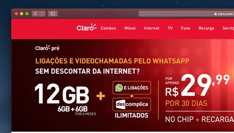 Claro tem plano pré pago até 12 GB por R 30 mensais