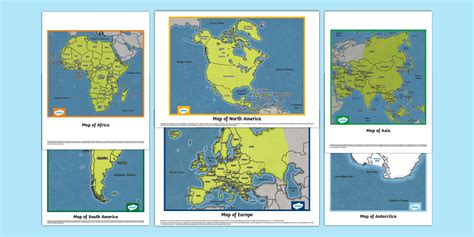 Labelled Continent Maps Pack Twinkl Ks2 Teacher Made