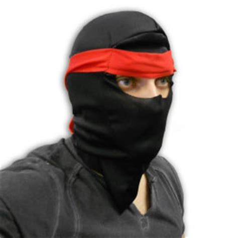 Red Ninja Mask - Black Headband Ninja Hood - Red Mask with Black Head Band