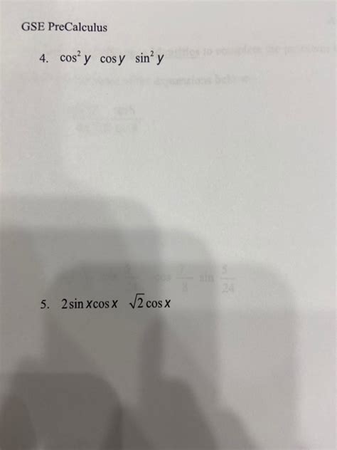 Solved Gse Precalculus Solve Trig Equations Handoli Find All Chegg