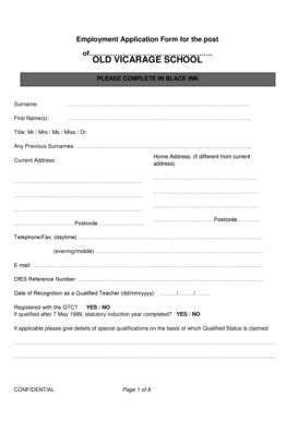 Fillable Online Tes Co Employment Application Form The TES Tes Co