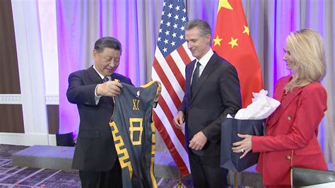 California Governor Presents President Xi With A Golden State Warriors