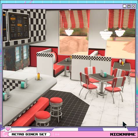 Nicknamesims4 Retro Diner Set