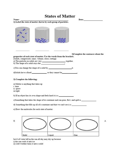 States of Matter Final Worksheet | PDF | Liquids | Matter