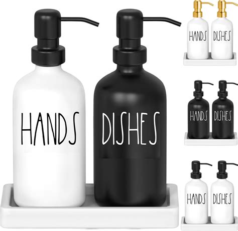 Luxury Glass Hand And Dish Soap Dispenser Set By Brighter Barns Kitchen Soap