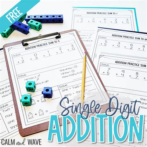 Single Digit Addition Worksheet Printable Freebie Homeschool