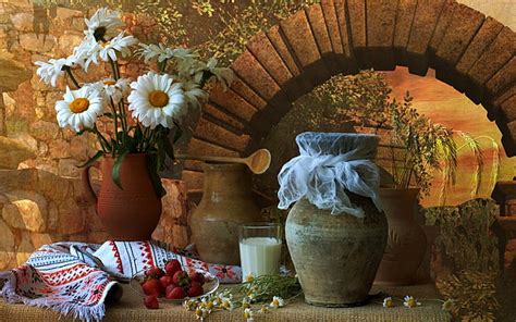 Still Life Vase Flowers Jars HD Wallpaper Peakpx