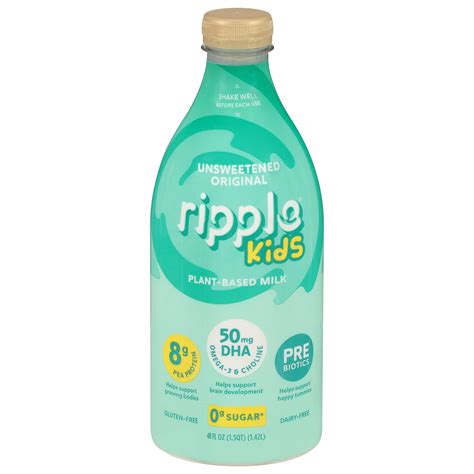 Ripple Kids Original Unsweetened Plant-Based Milk, 48 fl oz Bottle