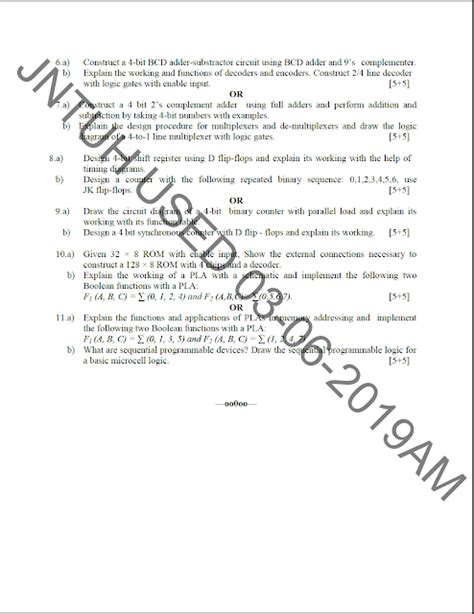 JNTUH B Tech Digital Logic Design May June 2019 Question Paper