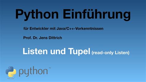 Python Einf Hrung Listen Und Tupel Youtube