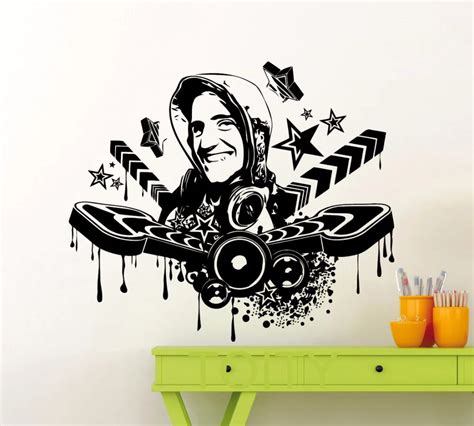 Smiling Dj Wall Stickers Disk Jockey Disco Dance Bar Art Mural Music