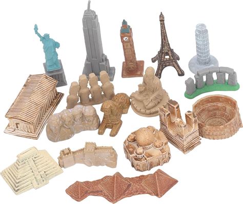 17PCS Miniatura Edificios Antiguos Juguetes Alrededor Del Mundo Ciudad