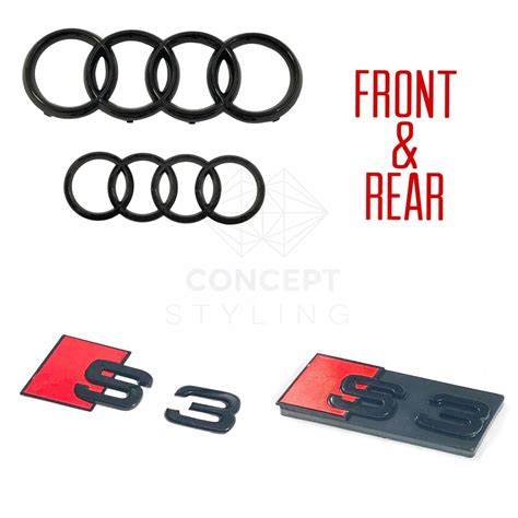 Audi S3 Gloss Black Set Kit Badges Front Rear Rings Grille Etsy