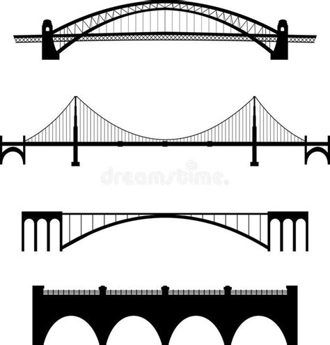 Bridge Silhouettes on White Background