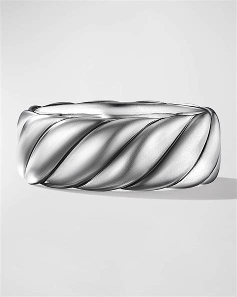 David Yurman Men S Sculpted Cable Contour Band Ring In Silver 9mm