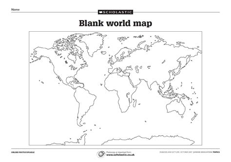 Blank World Map Worksheet