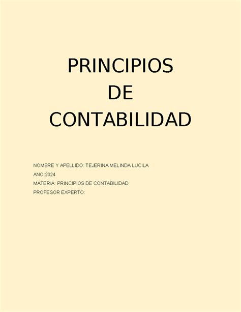 TP 1 Principios De Contabilidad PRINCIPIOS DE CONTABILIDAD NOMBRE Y