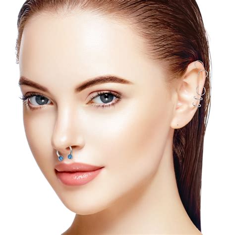 40 Pcs Acrylic Nose Ring Stainless Steel Rings Fake Septum For Women