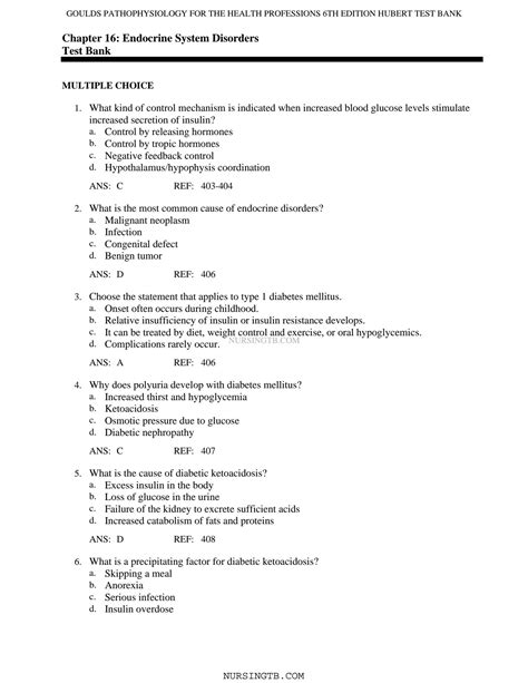 Solution Chapter Endocrine System Disorders Studypool