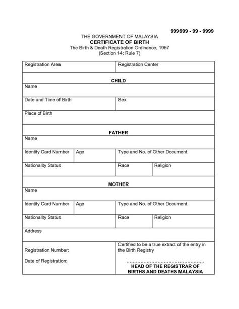 Uscis Birth Certificate Translation Template