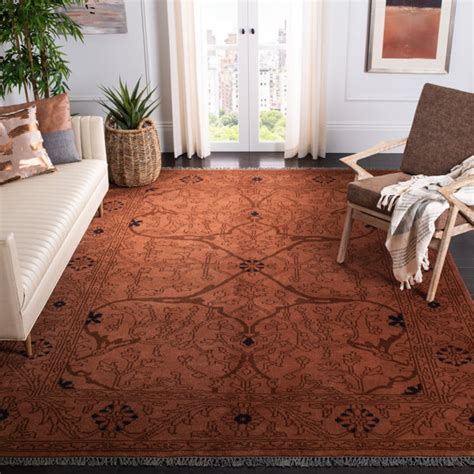 Bungalow Rose Handmade Hand Knotted Wool Rust Rug Wayfair