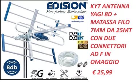 KIT ANTENNA TV Mini Digitale Terrestre Esterna Direttiva UHF DVB T2