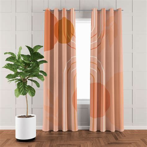 Mid Century Modern Salmon Pink Blackout Window Curtains Clara 2 Pane