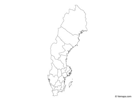 Outline Map Of Sweden With Counties Free Vector Maps